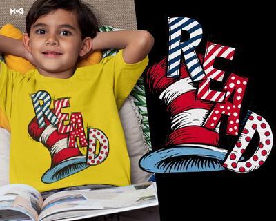 READ Cat In the Hat T-Shirt - Dr. Seuss Inspired Tee World Book Day Teacher Gift