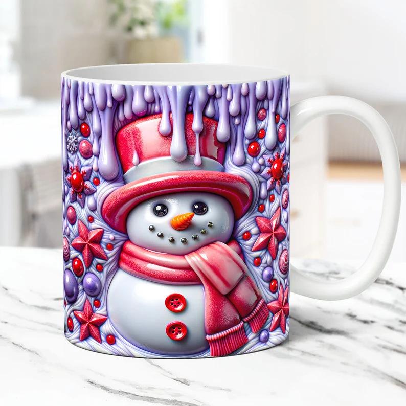 3D Christmas Christmas Ceramic Coffee Mark Cup Tea Cup Snow Man Snowman Owl Owl