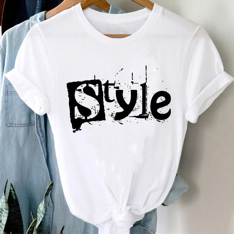 (European Size)  90s Print Women Love Trend Style Cute Lady Short Sleeve Tee Top Clothing Casual Fashion Tshirt Female Graphic T-shirt