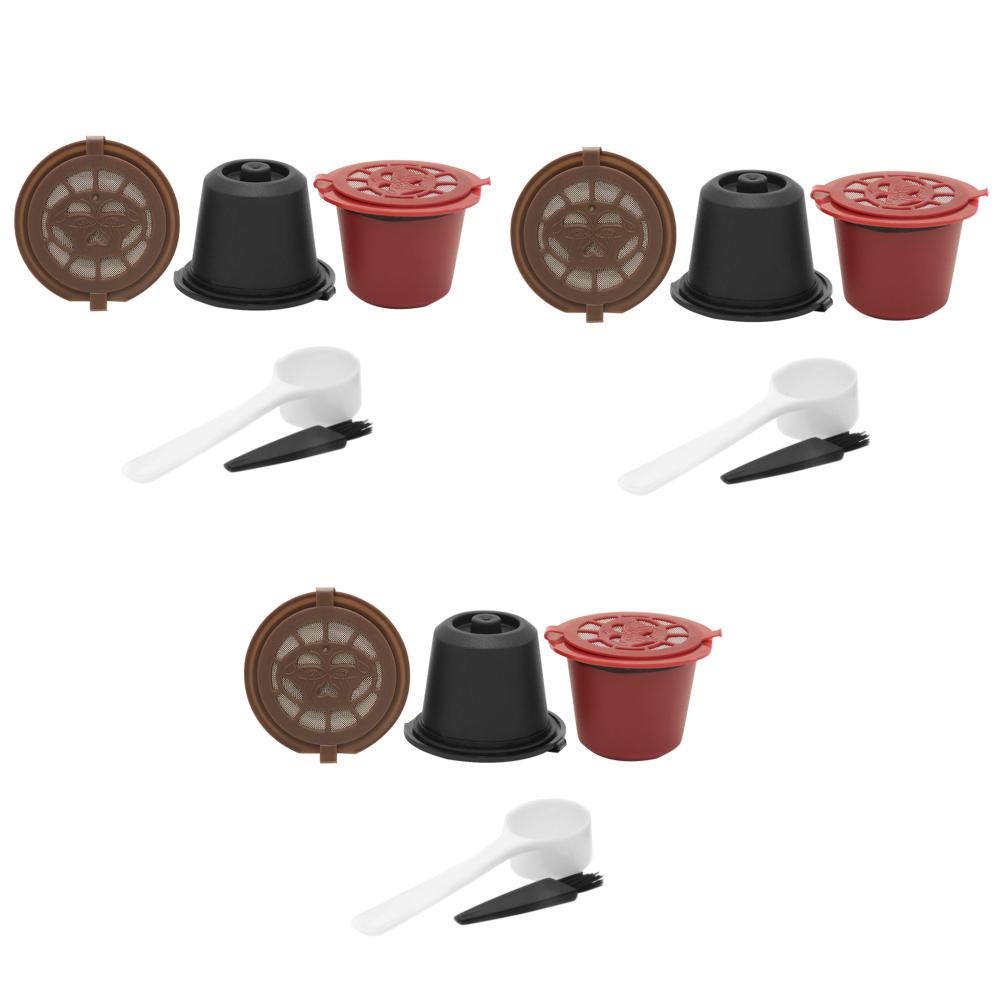 15-3PCS Refillable Capsules Filters for Nespresso Coffee Machine With Spoon Brush Reusable Coffee Filter Pods Coffee Tools