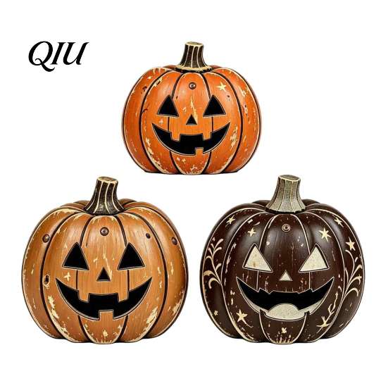 Desktop Holiday Party Ornament 3/4Pcs Vintage Wooden Pumpkin Decor, Rustic Fall Tabletop Centerpiece, Farmhouse Sturdy Thanksgiving Centerpieces