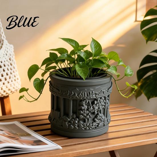Environmentally Friendly Planter Pot Small Column Vintage Planter Mini Roman Embossed Flower Greek Relief Plant Pot Pillar Shaped Container