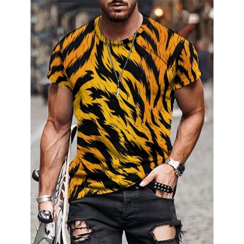 

Leopard Graphic T Shirt For Men Funny Animal 3D Print Tees Summer Streetwear Unisxe T-Shirts Round Neck Tops Short Sleeves S