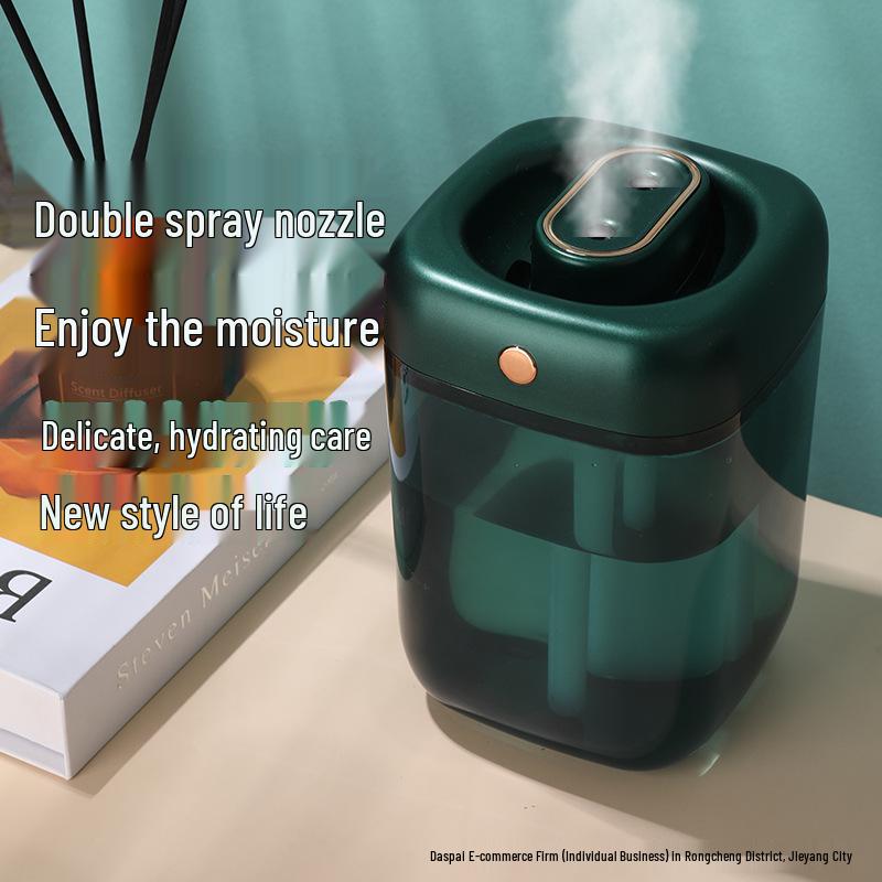 Dual Mist Desktop Humidifier - High Capacity, Compact Design with Adjustable Mist Volume for Home Use Single Spray прозрачный/зелёный