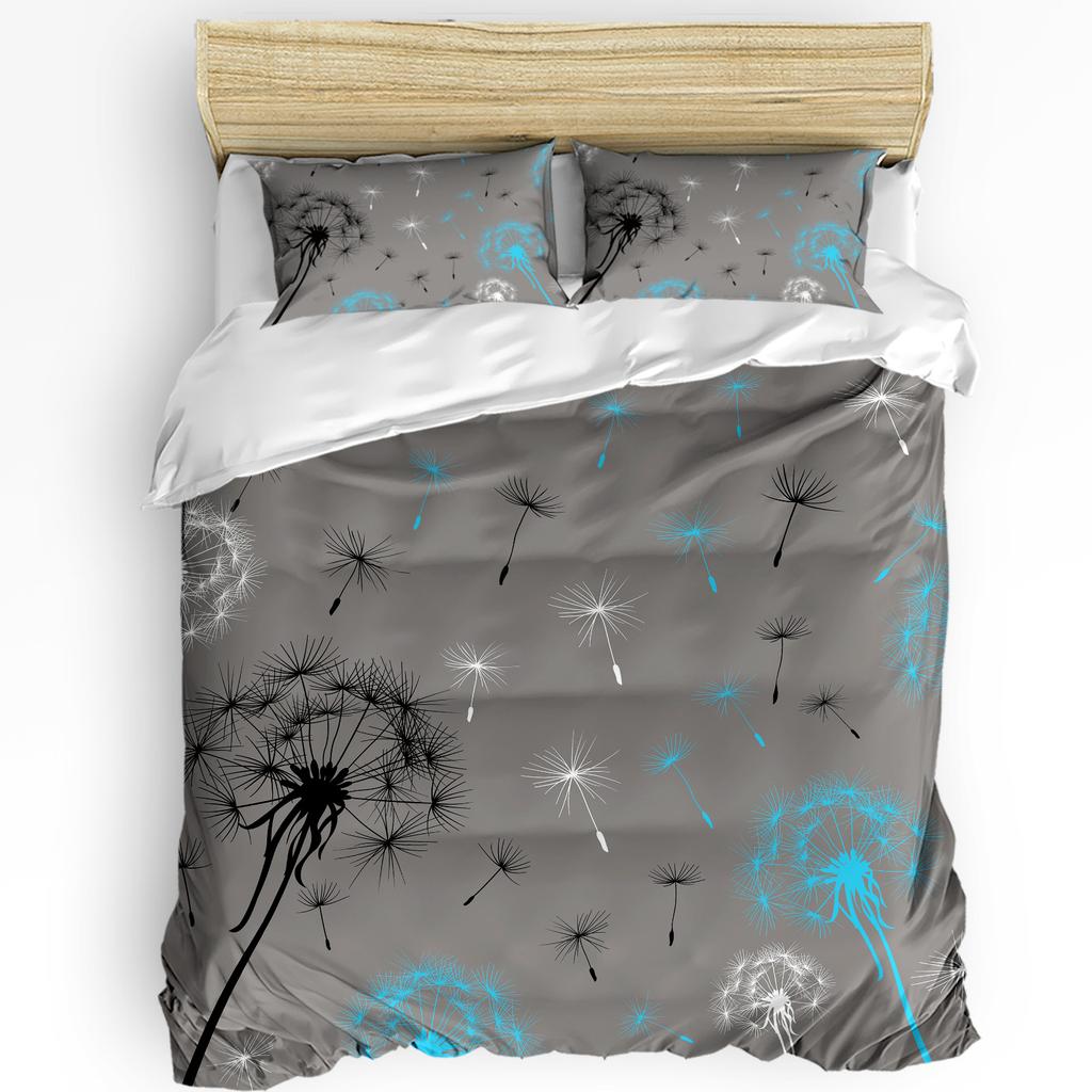 Black And White Dandelion Plant Duvet Cover With Pillow Case Custom 3pcs Bedding Set Quilt Cover Double Bed Home Textile