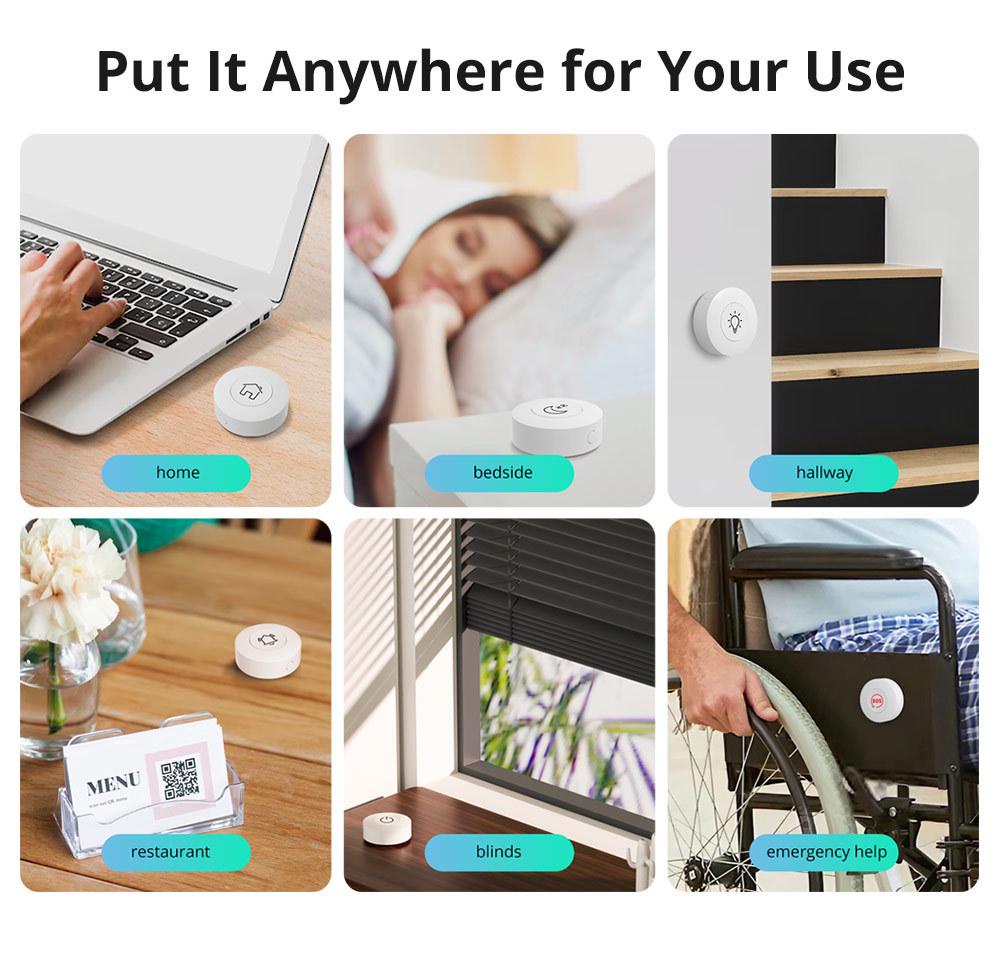 SONOFF SNZB-01P Zigbee Wireless Smart Switch: No Wiring Needed, Freely Place Scene Switch, Easy Setup.