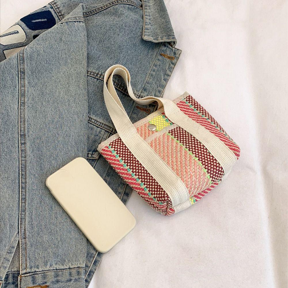 Stripe Straw Bag Large Capacity Tote Bag Portable Lunch Bag  Men