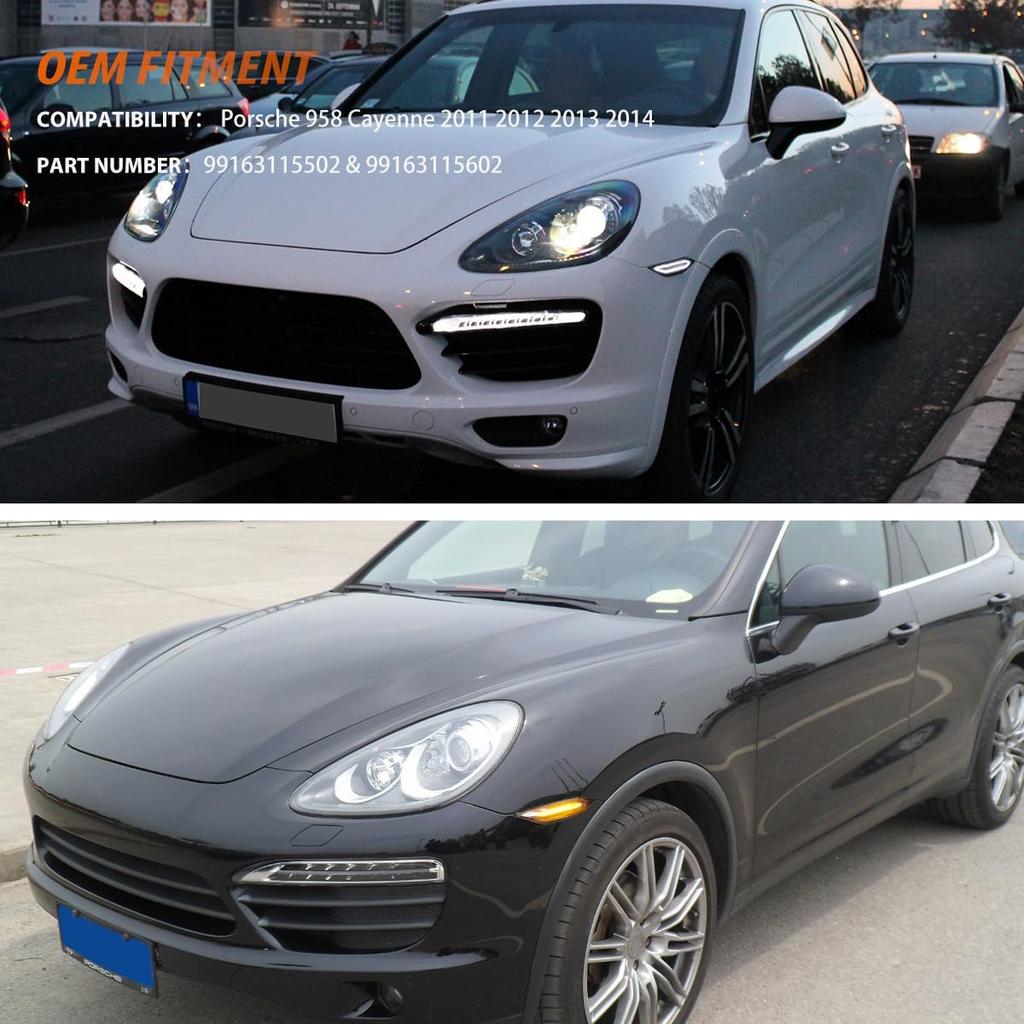 ADIIL For 2011-2014 Porsche Cayenne 958 Clear Lens Sequential LED Side Marker Signal Lights Front Fender Side Marker Lamps