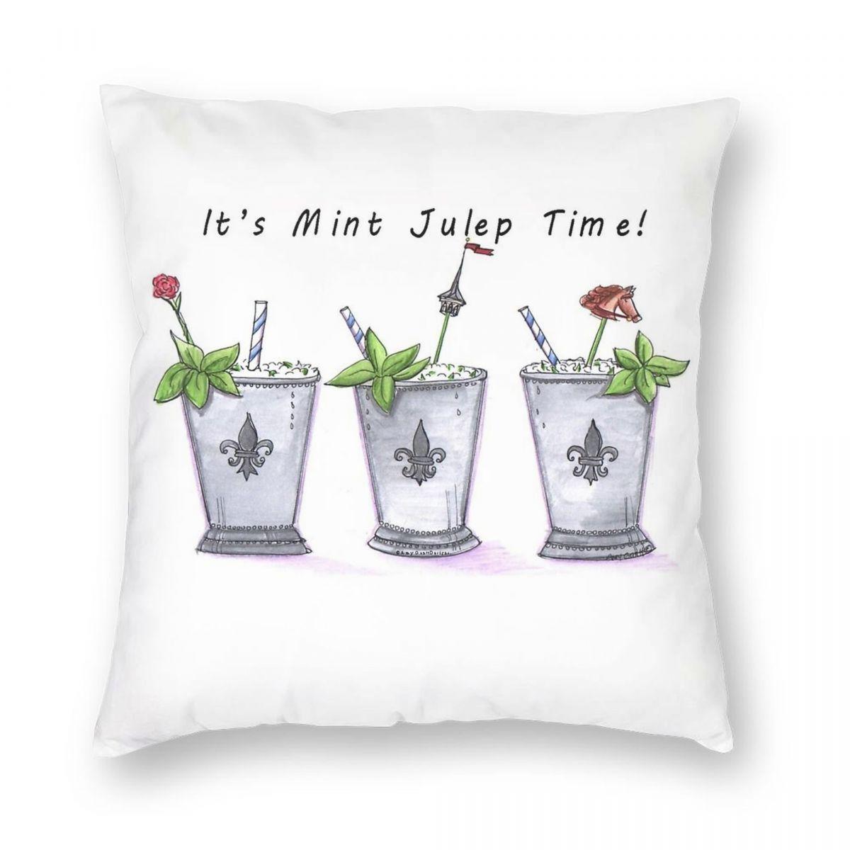 It S Mint Julep Time Pillowcase Polyester Linen Velvet Pattern Zip Decorative Sofa Seater Cushion Cover Peach skin 18*18(CM)-1Pcs