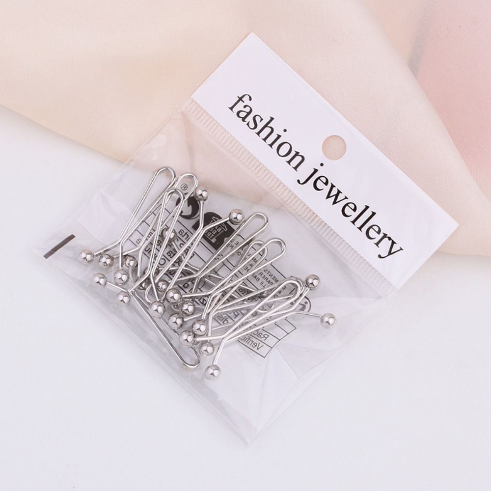12pcs/lot Round Ball Multicolor Hijab Clips Electroplating U Scarf Clips Cute   Lady