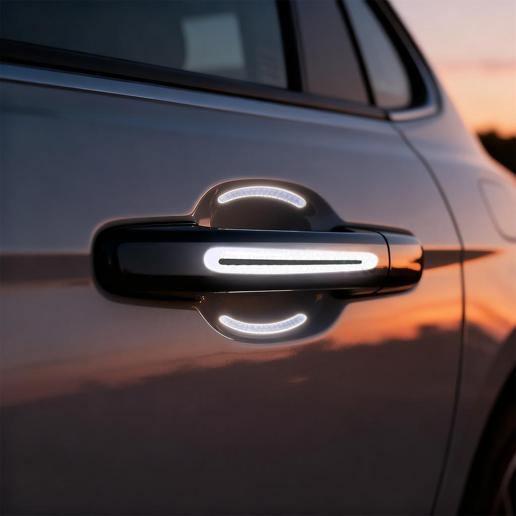 Car Door Handle Reflective Stickers Universal Protective Stickers 8 Pieces