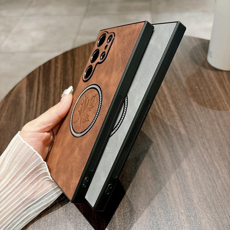 Pro Magsafe Kožené Nárazuvzdorné Pouzdra na Telefon Pro Samsung Galaxy S21 S22 S23 S24 S25 Note 20 Ultra Magnetický Kryt pro Bezdrátové Nabíjení