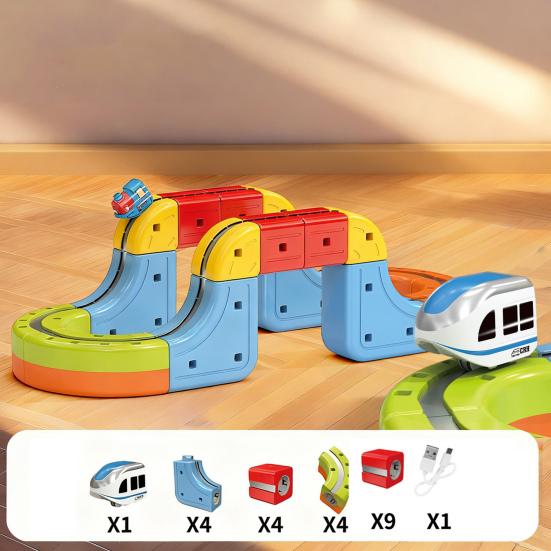 1 Set Manyetik Raylı Tren Oyuncak Seti Çocuklar Kendin Yap Ray İnşaatı Yerçekimine Meydan Okuyan Elektrikli Tren Oyuncak Yeni Başlayanlar İçin Raylı Araba Eğitici STEM Öğrenme Oyuncak