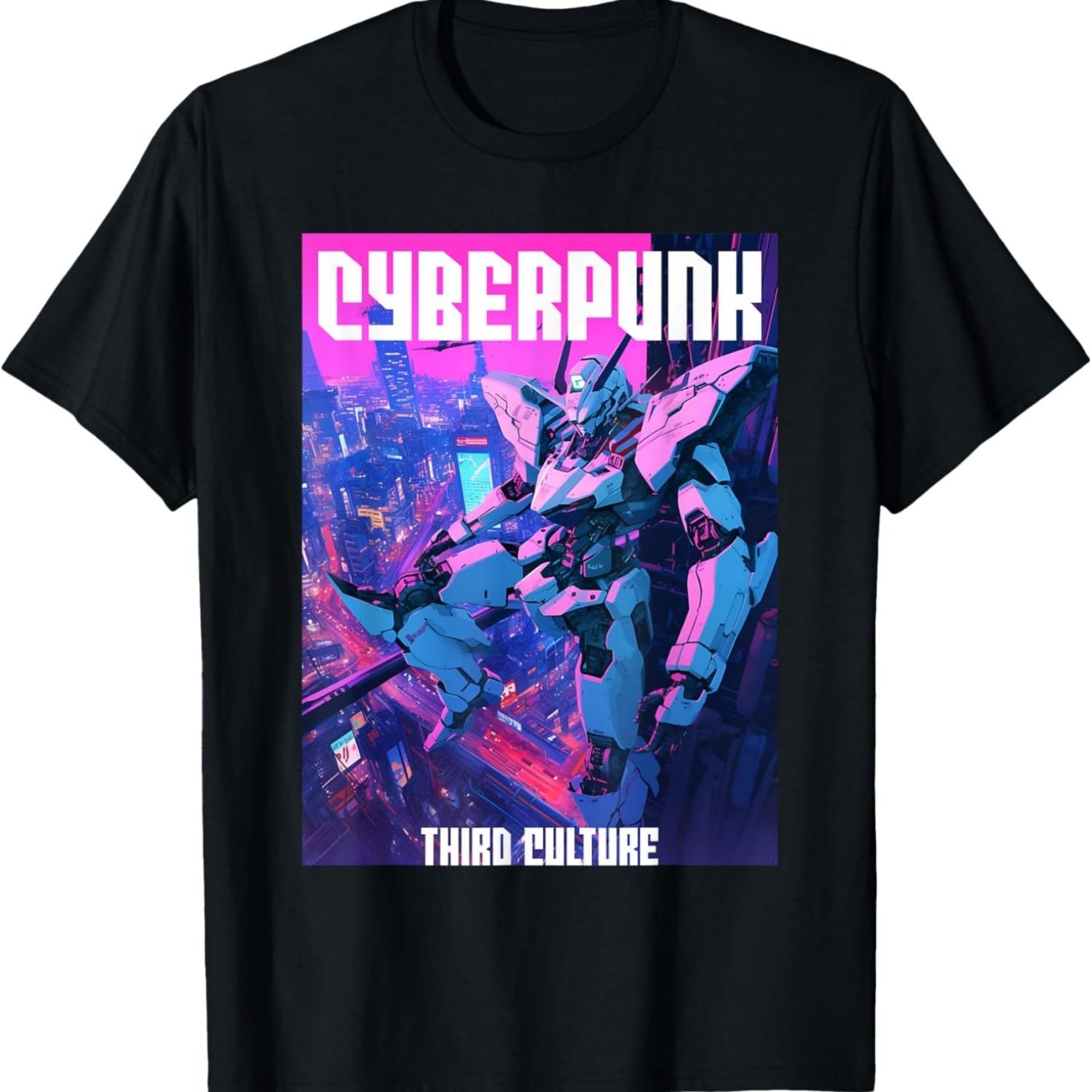 CYBERPUNK MECHA SOLDIER ON A BUILDING T-Shirt S