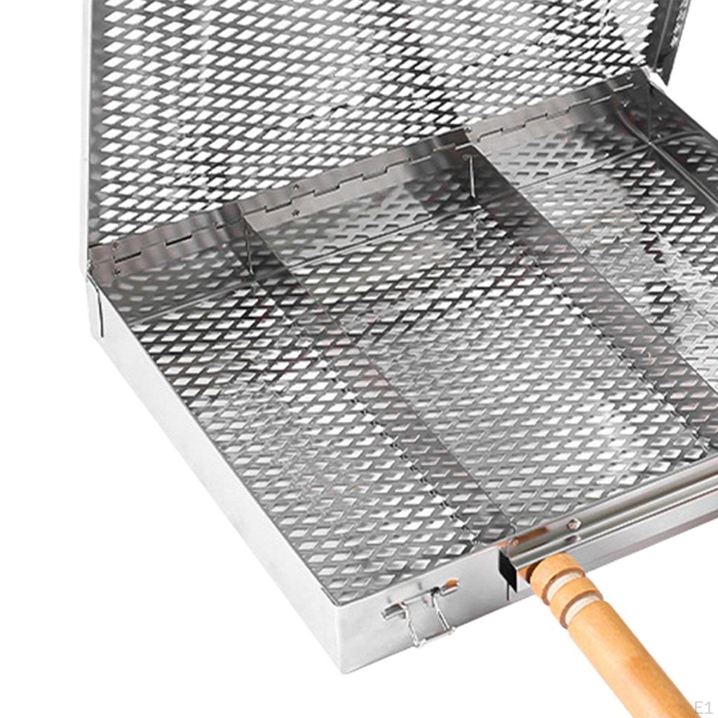 Grillkorb BBQ Fisch Grillen bewegliche Trennwände tragbares Clipnetz für Party