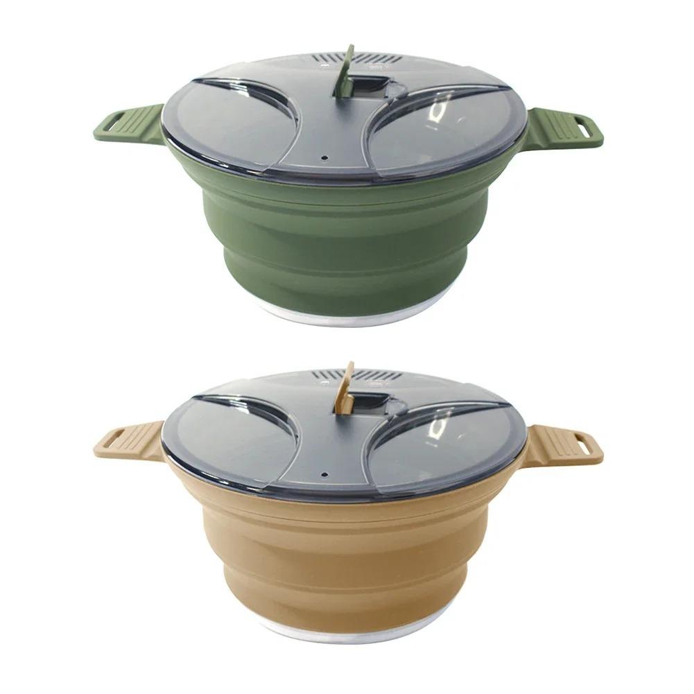 2.5L Silicone Folding Kettle Camping Teapot Coffee Cooking Pot Portable Boiling Water Pot for Outdoor Picnic Tableware.