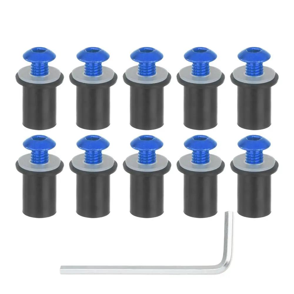 10Pcs Aluminum Motorbike Mounting CNC Nuts Fastener Motorcycle Windscreen Screw Kit Windshield Bolt