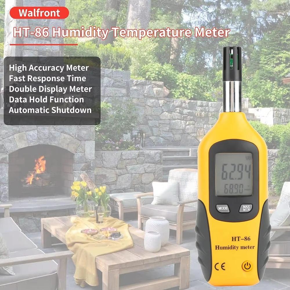 Digital Psychrometer Handheld Temperature Humidity Meter with Dew Point and Wet Bulb Temperature Plastic Shed Moisture Meter