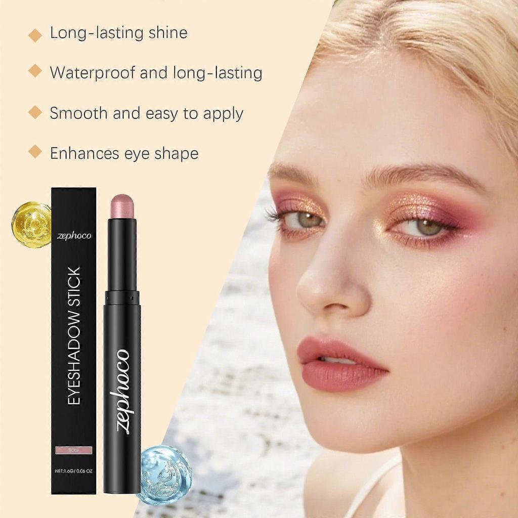 Zephoco Rose-Colored Sparkling Eyeshadow Stick Eye Makeup Is Smooth And Flowing, With A Pearlescent Sparkling Eyeshadow That Catches The Eye