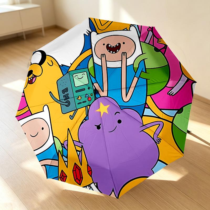 Adventure Time 8 Ribs 3Fold Black Glue Uv Protection Umbrella Sun Protection Rainproof Compact Folding Umbrella For Travel Daily Use C923701
