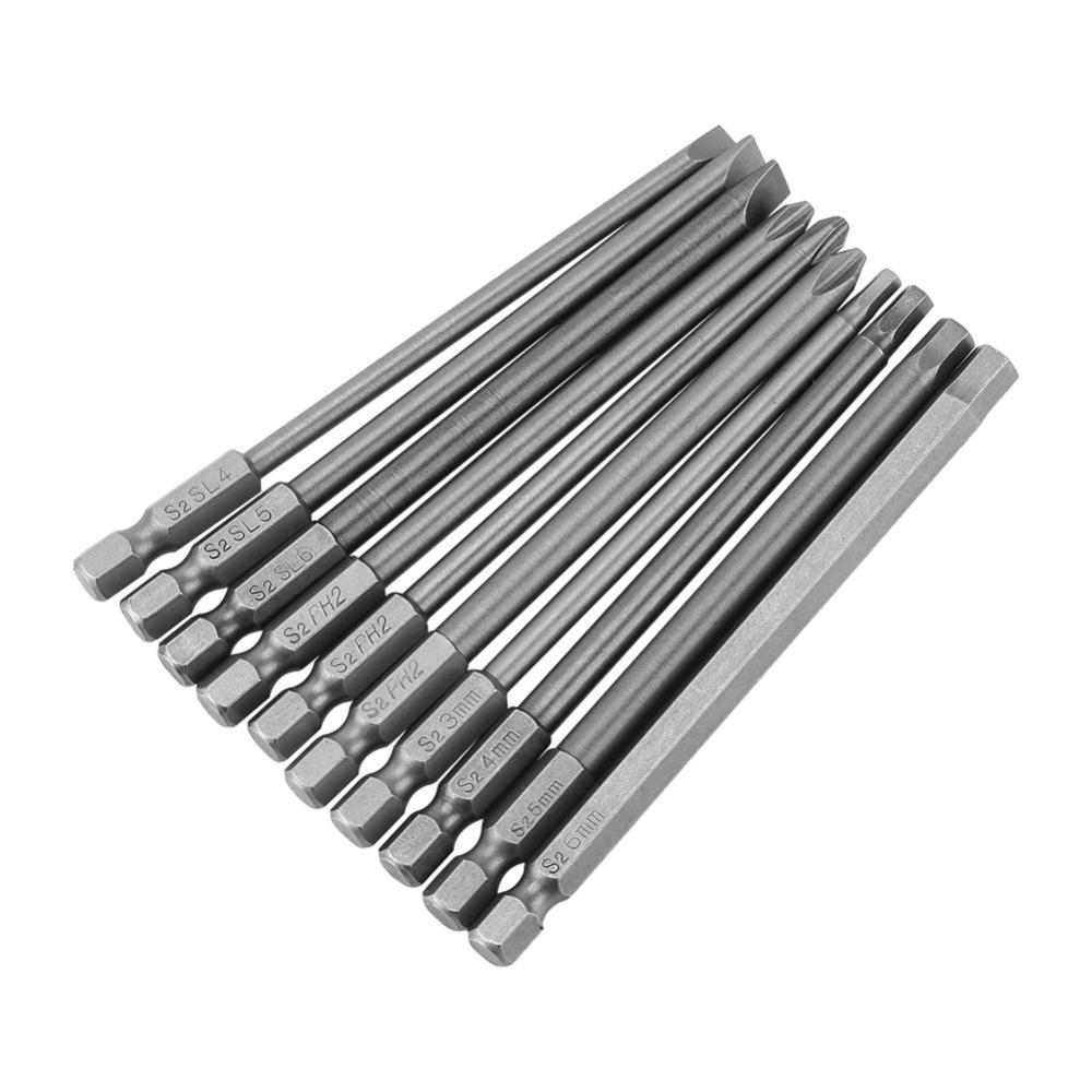 10pcs Magnetic Magnetic Screwdriver Bits 100mm Long Hex Shank Screwdriver Bits For Electric Drills