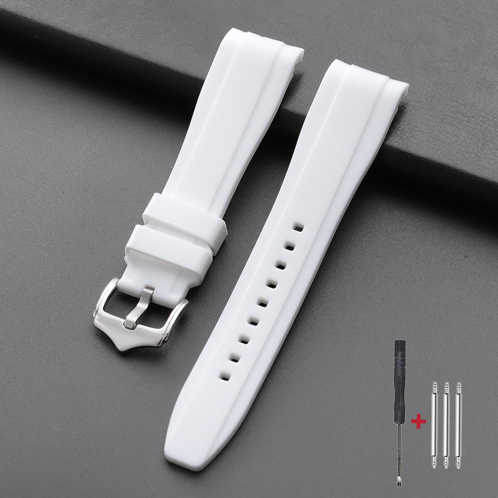 Hochwertiges gebogenes Ende 20mm 22mm Kautschukarmband Silikon Uhrenarmband für Omega Moonswatch Armband für Swatch Wasserdichtes Armband