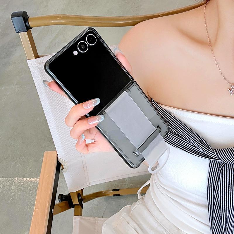 Suitable for Samsung Galaxy Z FLIP7 Mobile Phone Case Folding Card Bag Wristband Ring Transparent FLIP6 Protective Case