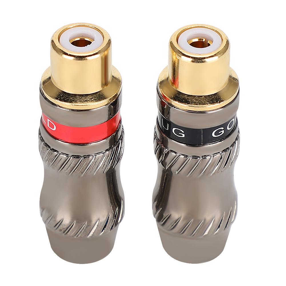 2PCS Zinc Alloy Gold Plated RCA Female Soldering Plug for DIY O Cable Extension Cable