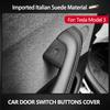 Car Door Switch Buttons Trim Cover For Tesla Model 3 Highland 2024-Up Italian Top Suede Interior Protection Accessories