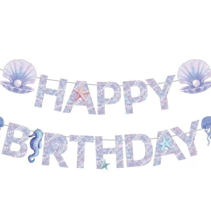 Purple Fish-Scale Mermaid-Themed Party Decoration Set: Disposable Mermaid-Tail Tablecloths, Paper Cups, Napkins, and Plates for Girls' Birthdays