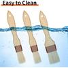 3 Pcs Pastry Brush, Natural Bristle Basting Brush, Cooking Brush, Food Brush, Butter Brush, Baster Brush, BBQ Brushes for Sauce, Kitchen Baking