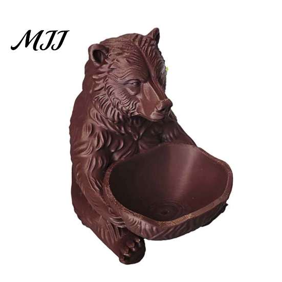 Festive Bear Ornament for Display 3D Printed Brown Trinket Bowl, Key Holder, Desktop Storage Dish Practical Candy Small Items, Cute Animal