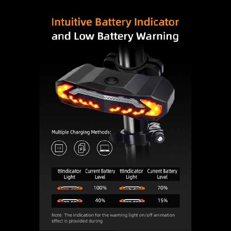 Automatic Dimming Intelligent Bikes Tail Light With Motion Detection Brake Warning for Effortlessly Night Ride