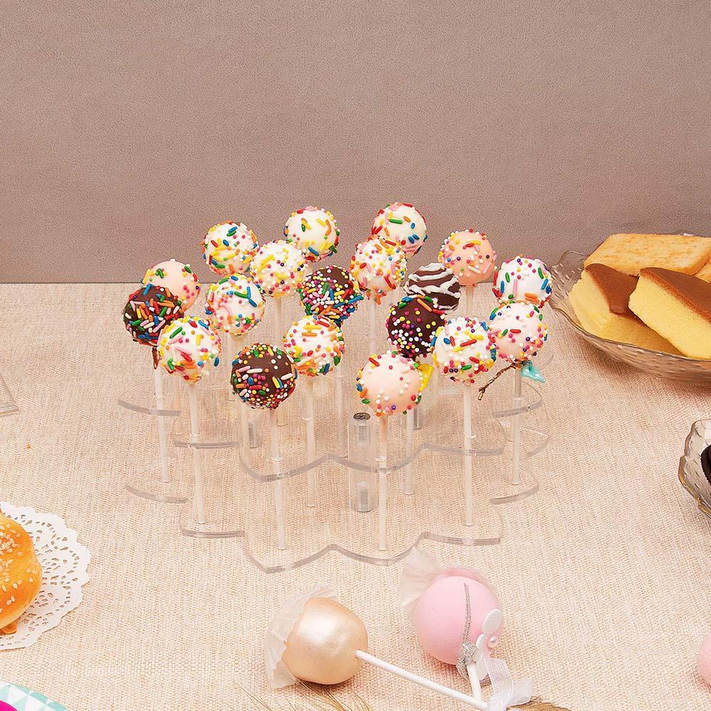 Flower-Shaped Acrylic Lollipop Display Stand: Elegant 19-Hole Storage Rack Flowery Acrylic Lollipop Display Holder 25*5cm