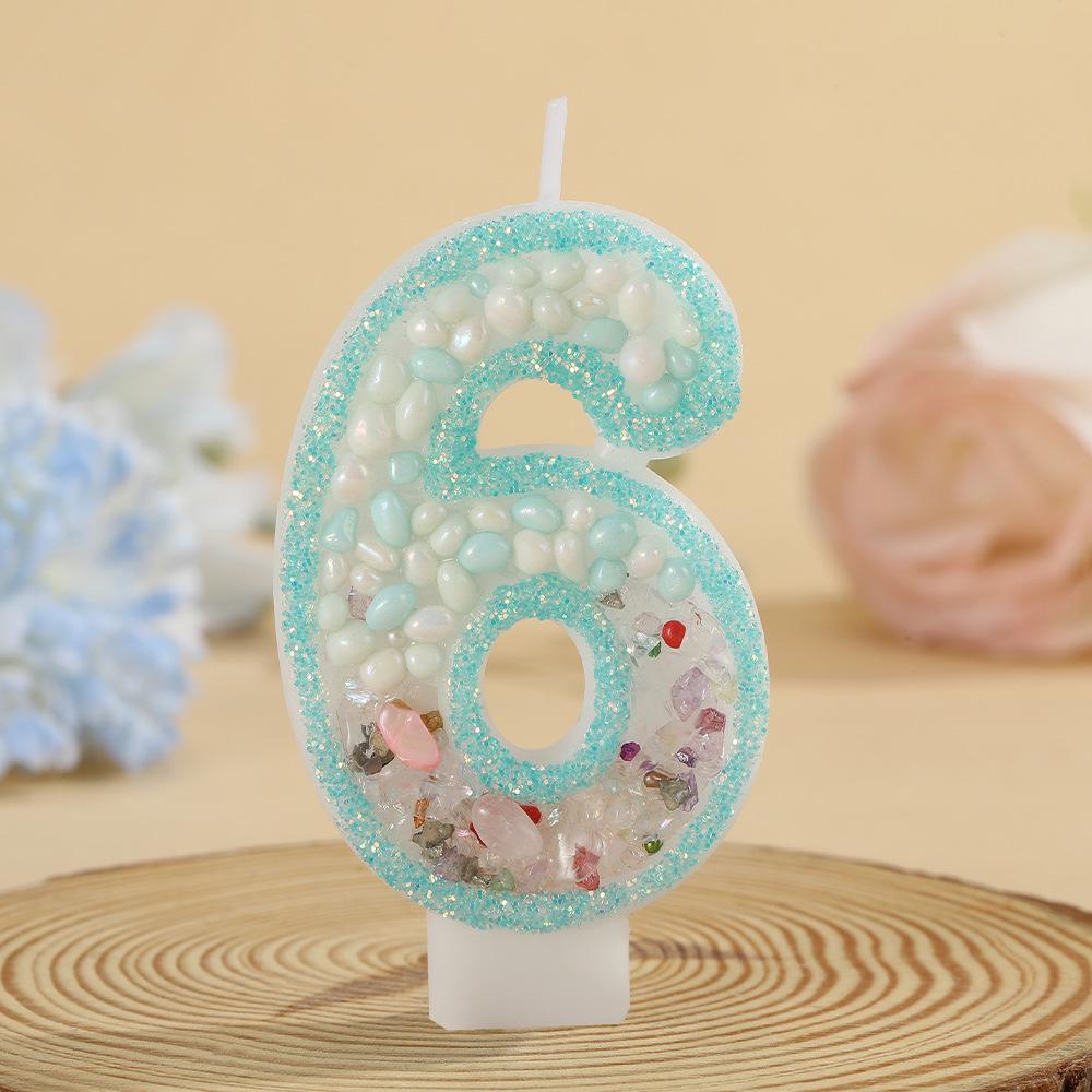 Handmade Double Color Swan Stone Number Candle for Children's First Birthday Cake