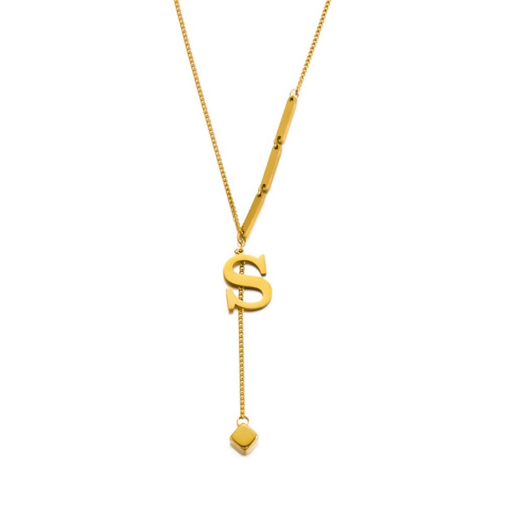 Alphabet Letter Pendant Necklace Gold Color A-Z Letter Clavicle Chain Women Choker Birthday Gift