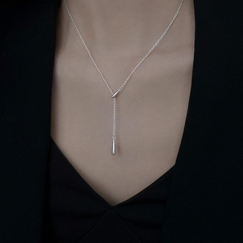 Silver Water Drop Clavicle Necklace Minimalist Luxury Fashion Jewelry For Women