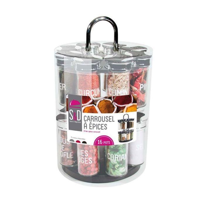 Kryddkarusell 2 våningar 16 burkar - Glas + plastlock - Etiketter medföljer - Roterbar