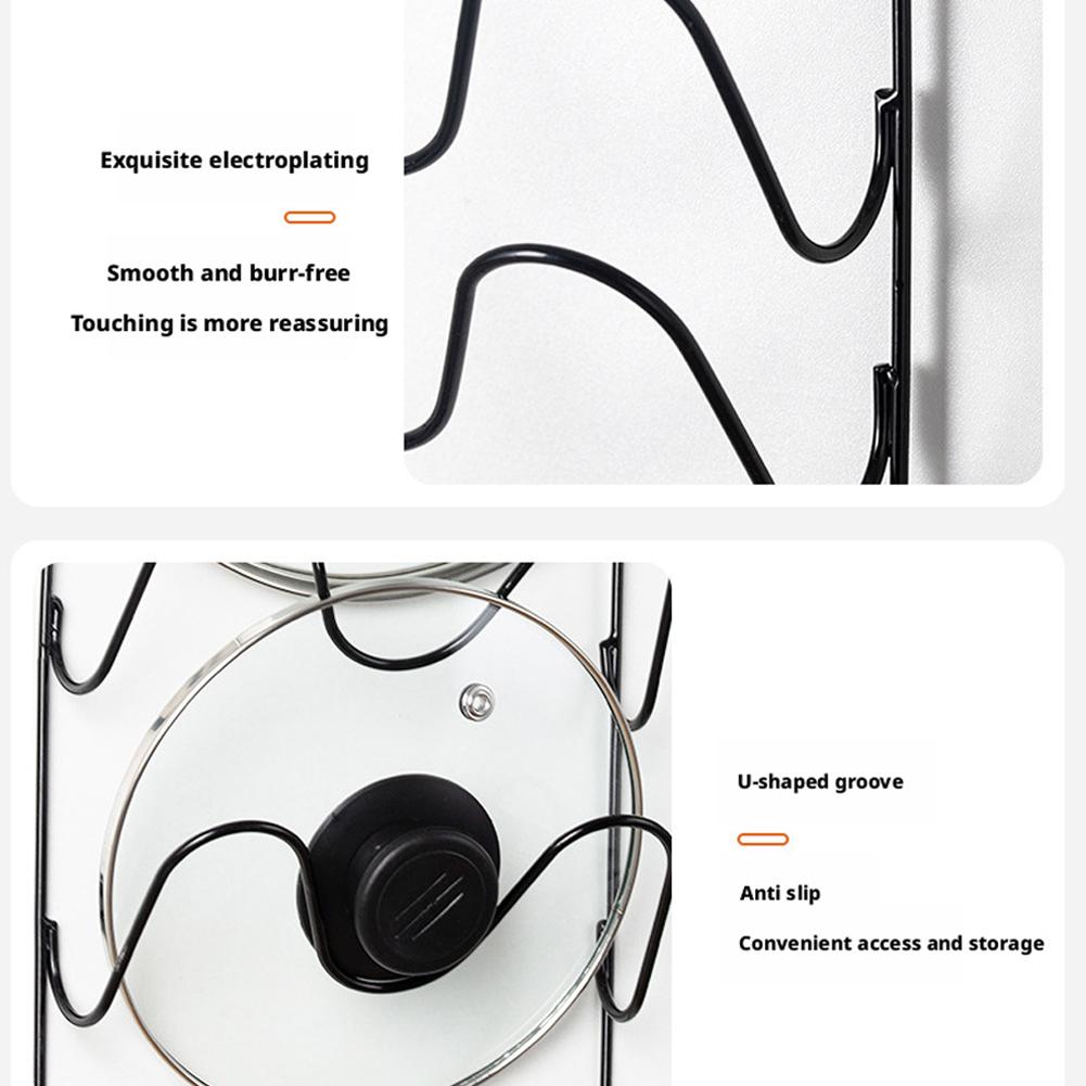 Kitchen Organizer Rack Wall Hanging Pot Cover Rack Five-Layer Pot Lid Metal Rust-Free Multifunctional Rack Pot Lid Storage Rack