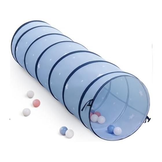 Kids Tent, Tunnel Tent, One-Touch Foldable, Storage Bag Included, Soft Fabric, Cute Starry Sky Design, Children, Cats, Dog Play, Outdoor, Indoor Play
