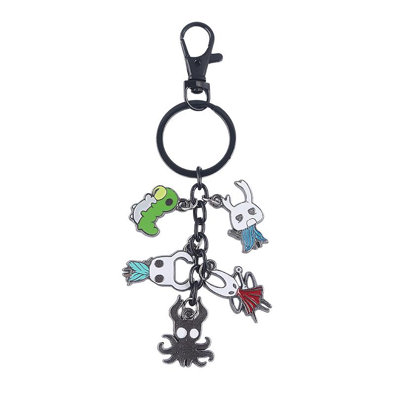 Hollow Knight Metall Charaktere Schlüsselanhänger Der Ritter Oktopus Grub Hornet Anhänger Schlüsselkette für Damen Herren Schlüsselhalter Schmuck