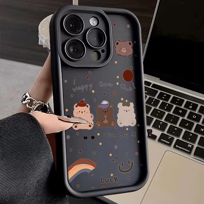 

Мультяшный медведь Подходит для чехла для мобильного телефона Iphone16 Apple 15promax Противоударный 14 Нишевый 13pro Все включено 12 iphone7p/8p