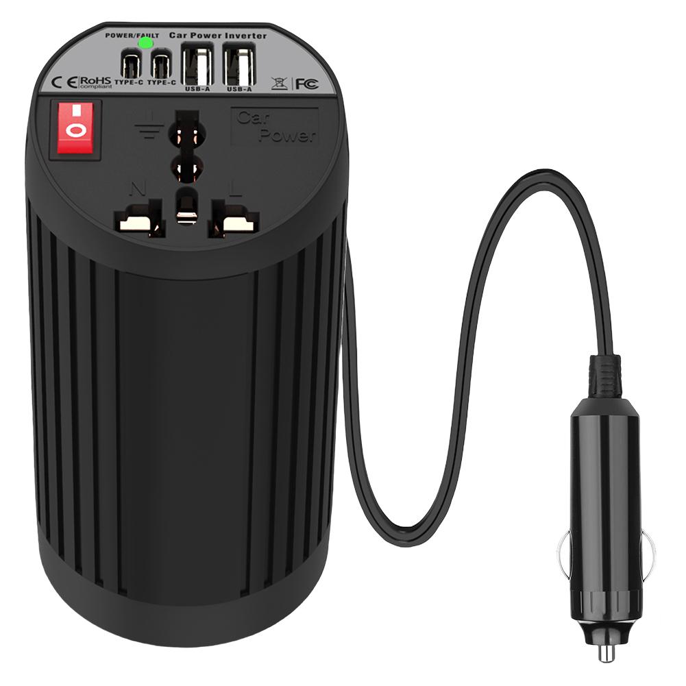 200W Car Inverter 12V DC To 110V/220V AC With USB Type-C Port Voltage Transformer Car Power Converter for Phone Laptop Tablet