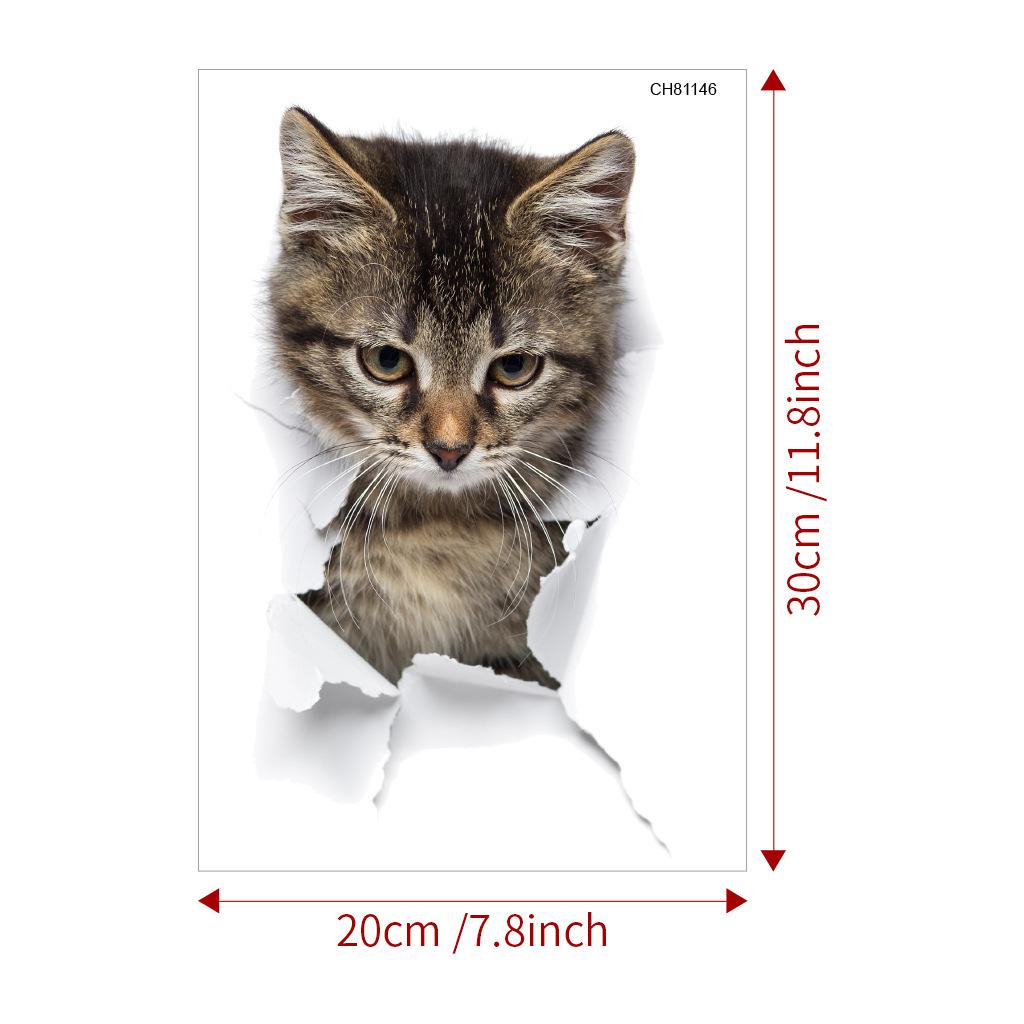 Lovely Cat Toilet Stickers For Wc Washroom Decoration Diy Vivid 3d Look Pet Animal Home Decals Pvc Wall Mural Art Print Posters