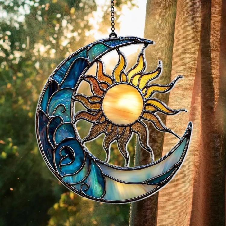 Appeso Finestra in Vetro Colorato Uccelli in Vetro Colorato Girasoli Sun Catchers Decorazioni per Finestre Interne con Catena