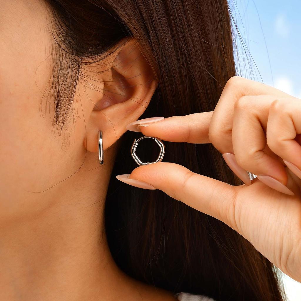 Minimalist U-shaped Hoop Earrings for Women,Stainless Steel Geometric Earrings,Fashion Jewelry Gift