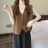 V-neck Knitted Vest Women's Sweater Autumn and Winter New Korean Loose Wild Sweater Vest Sleeveless Sweater