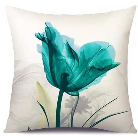 Cyan Watercolor Flower Linen Cushion Cover Upholstery Pillowcase Home Decor For Sofa Car Bedroom x x x x