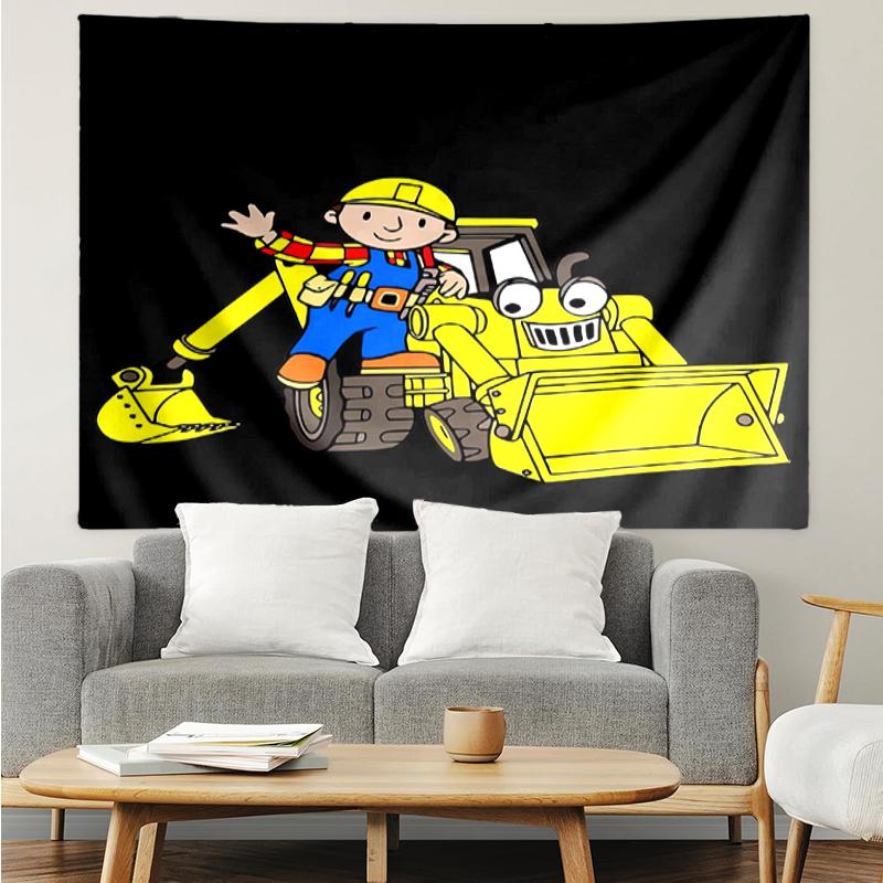 Bob-the-Builder Print Tapestry, Backdrop, Easy Setup, Ideal for Bedroom, Office & Living Room, with Aesthetic Wall Hanging Decor.