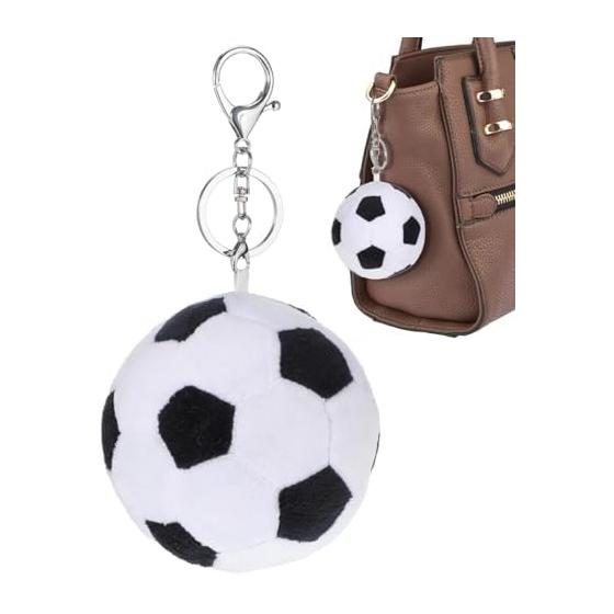 PACKOVE Soccer Ball Key Chain Plush Toy Sports Keychain Bag Charm for Women Boys Gift 3.5 Inch Lightweight 50G